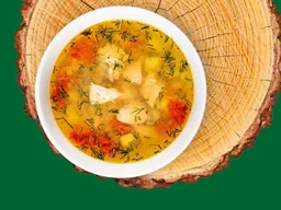 Куриный бульон с яйцом и сухариками